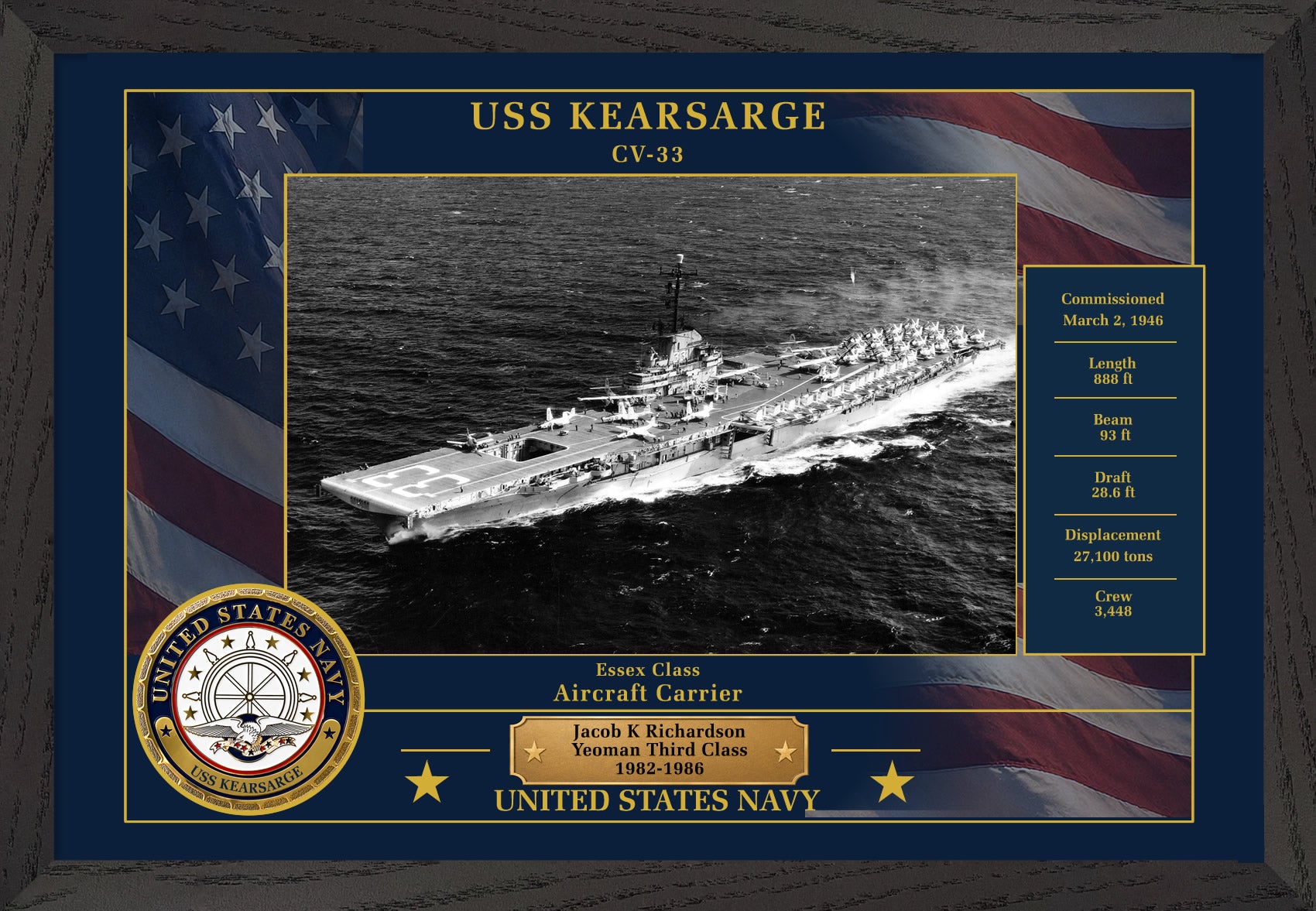 USS Kearsarge CV-33 Framed Patriotic Photo