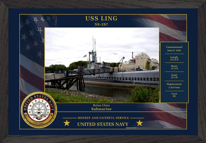 USS Ling SS-297 Framed Patriotic Photo