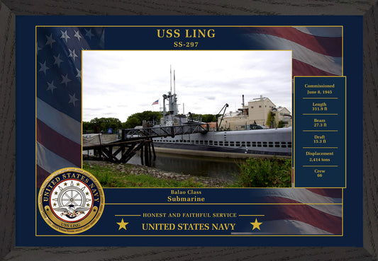 USS Ling SS-297 Framed Patriotic Photo