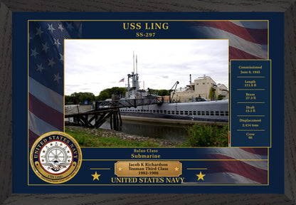 USS Ling SS-297 Framed Patriotic Photo