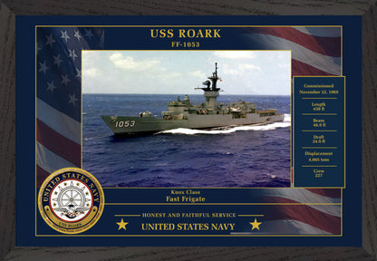 USS Roark FF-1053 Framed Patriotic Photo