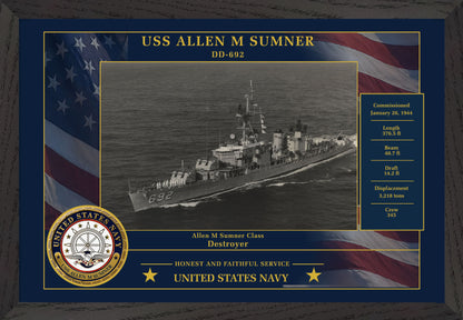 USS Allen M Sumner DD-692 Framed Patriotic Photo