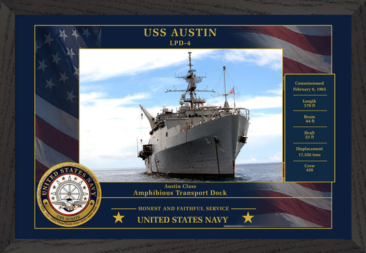 USS Austin LPD-4 Framed Patriotic Photo