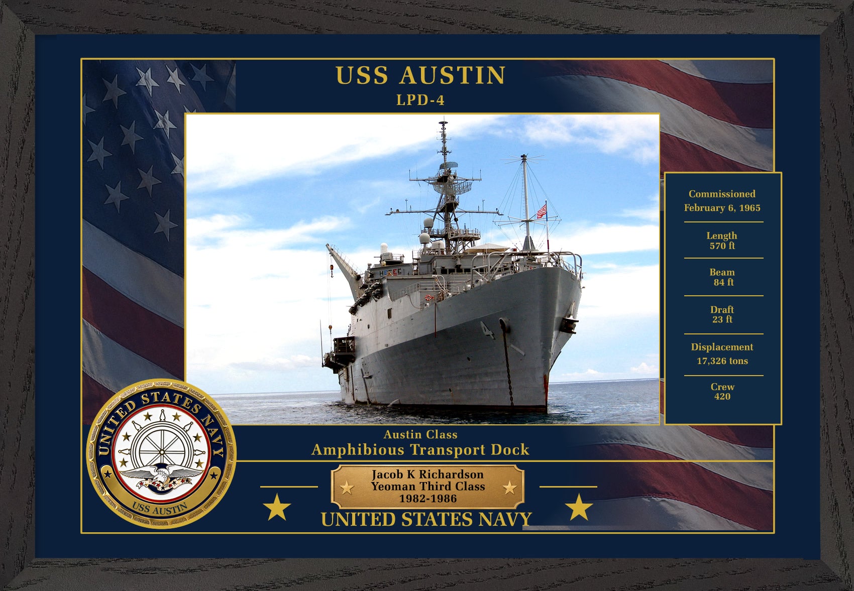USS Austin LPD-4 Framed Patriotic Photo