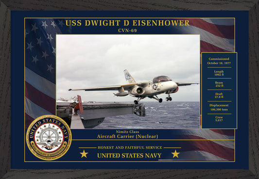 USS Dwight D Eisenhower CVN-69 Framed Patriotic Photo