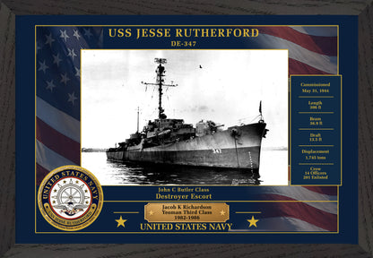 USS Jesse Rutherford DE-347 Framed Patriotic Photo