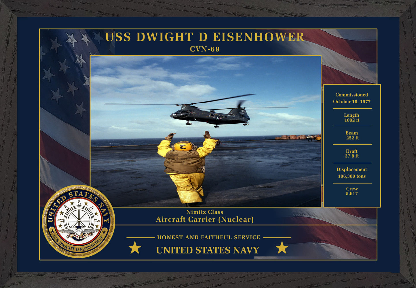 USS Dwight D Eisenhower CVN-69 Framed Patriotic Photo
