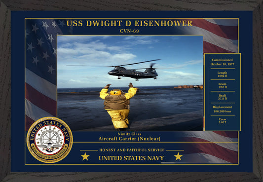 USS Dwight D Eisenhower CVN-69 Framed Patriotic Photo