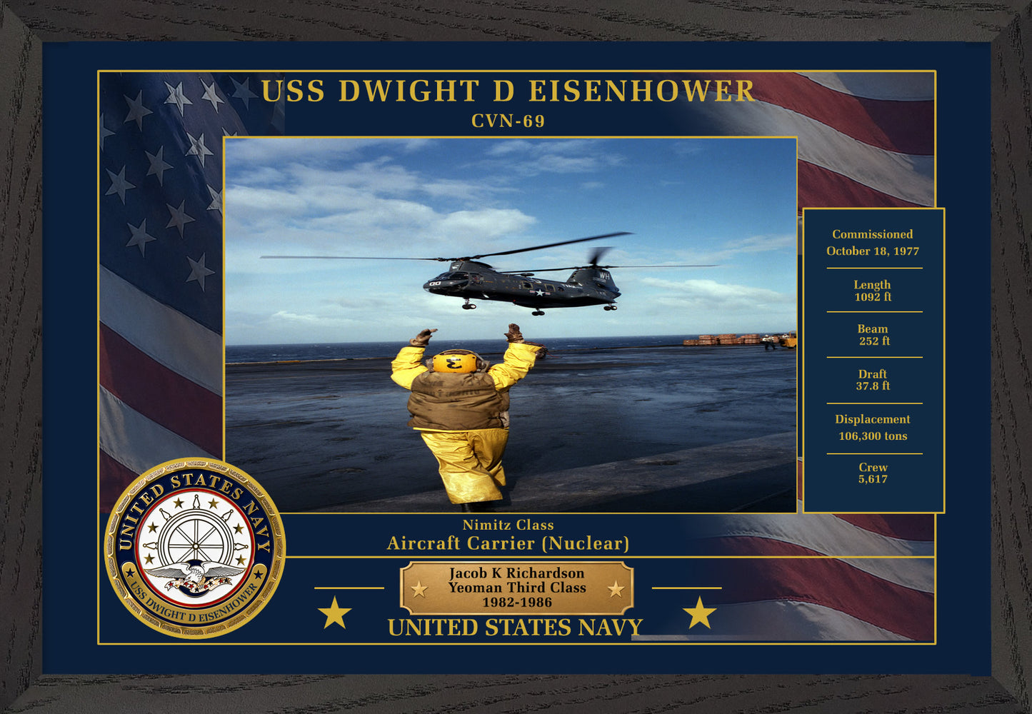 USS Dwight D Eisenhower CVN-69 Framed Patriotic Photo