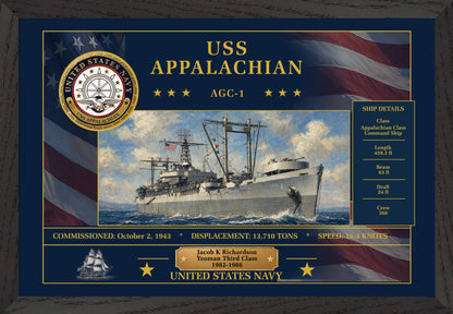 USS Appalachian AGC-1 Framed Patriotic Art