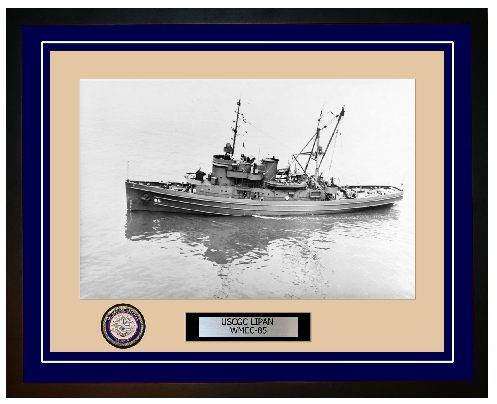 USCGC LIPAN WMEC 85 Framed Coast Guard Ship Photo Blue 61WMEC85