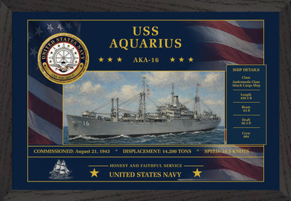 USS Aquarius AKA-16 Framed Patriotic Art