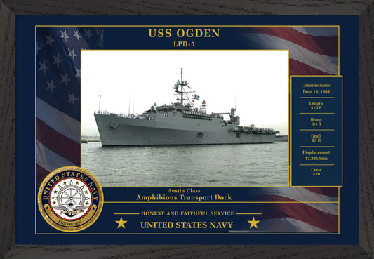 USS Ogden LPD-5 Framed Patriotic Photo