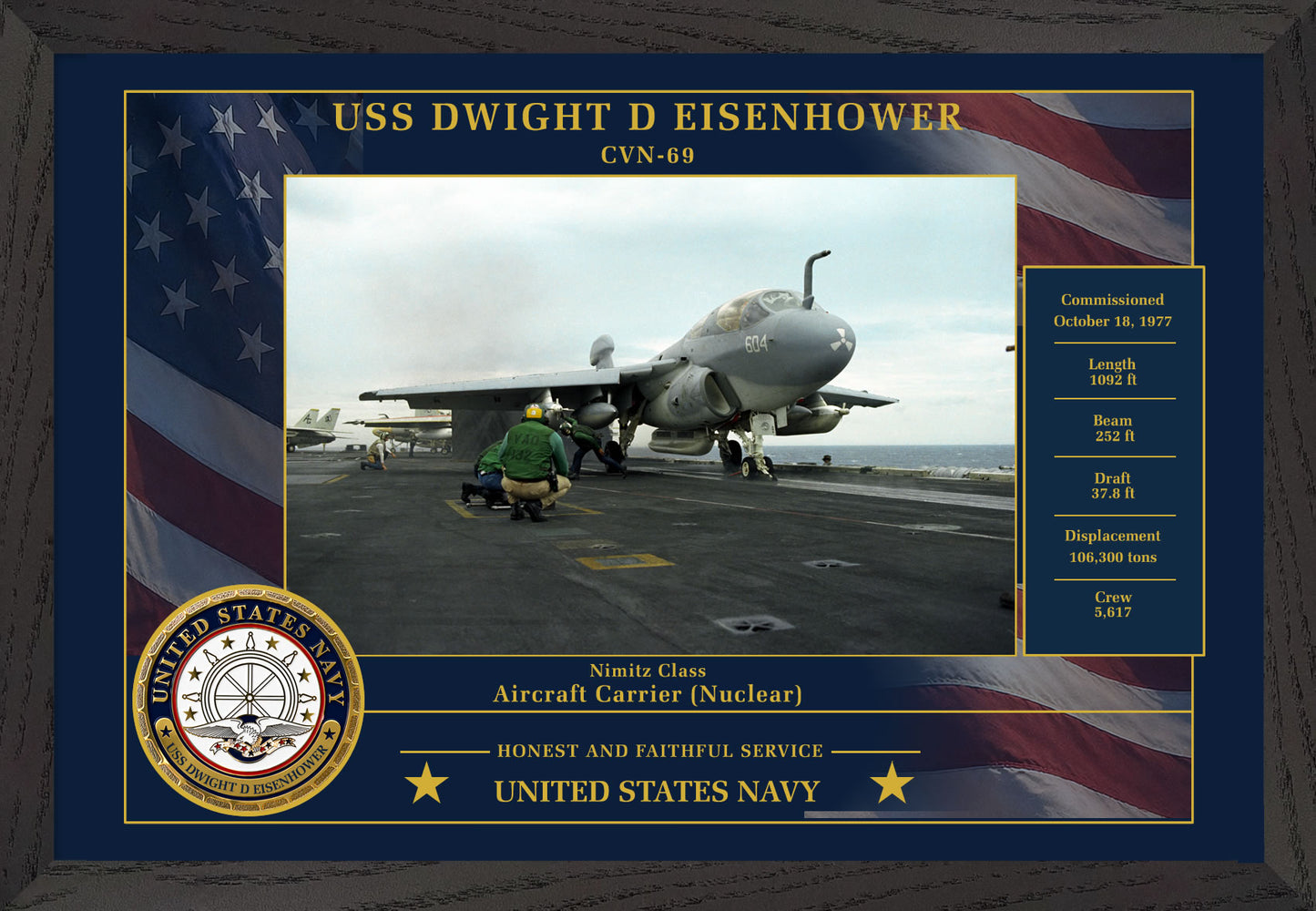 USS Dwight D Eisenhower CVN-69 Framed Patriotic Photo