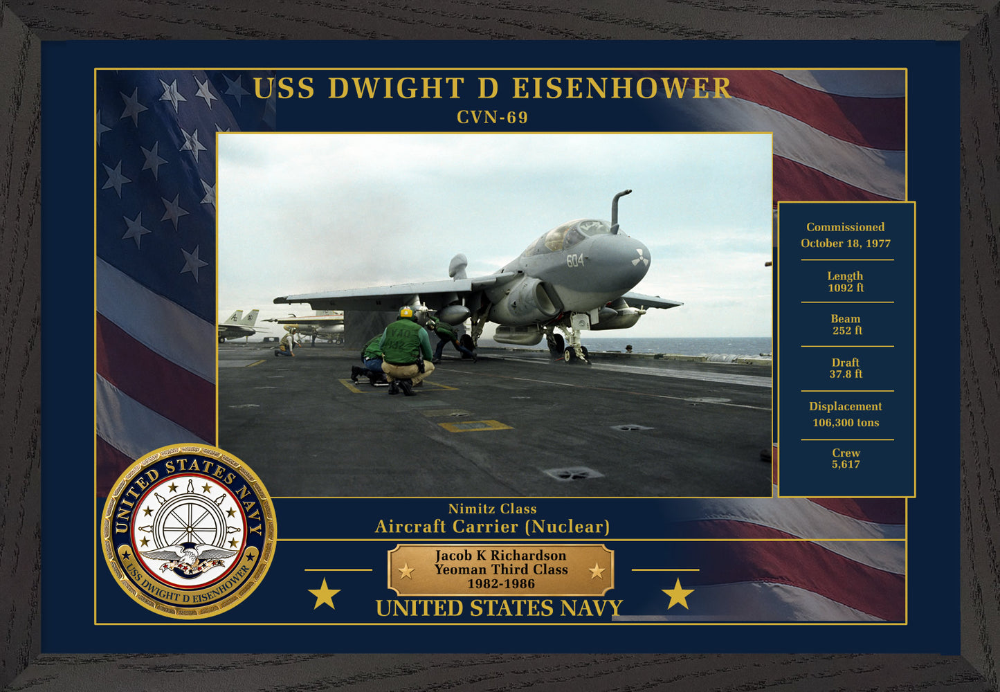 USS Dwight D Eisenhower CVN-69 Framed Patriotic Photo