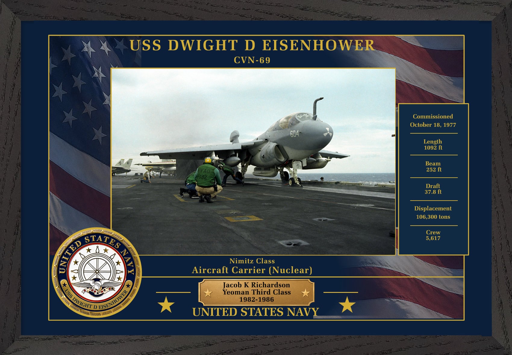 USS Dwight D Eisenhower CVN-69 Framed Patriotic Photo