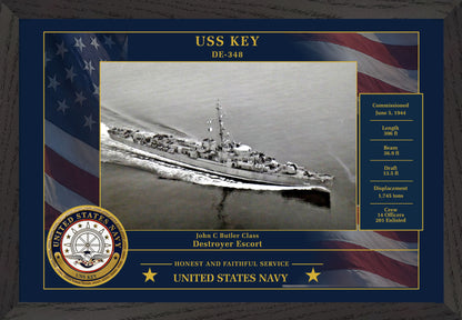 USS Key DE-348 Framed Patriotic Photo