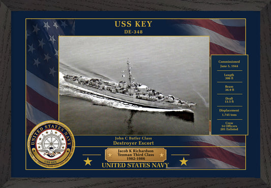 USS Key DE-348 Framed Patriotic Photo