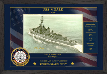 USS Moale DD-693 Framed Patriotic Photo