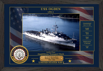 USS Ogden LPD-5 Framed Patriotic Photo
