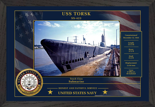 USS Torsk SS-423 Framed Patriotic Photo