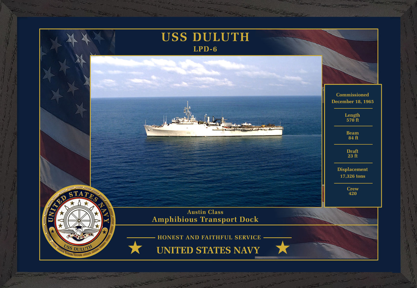 USS Duluth LPD-6 Framed Patriotic Photo