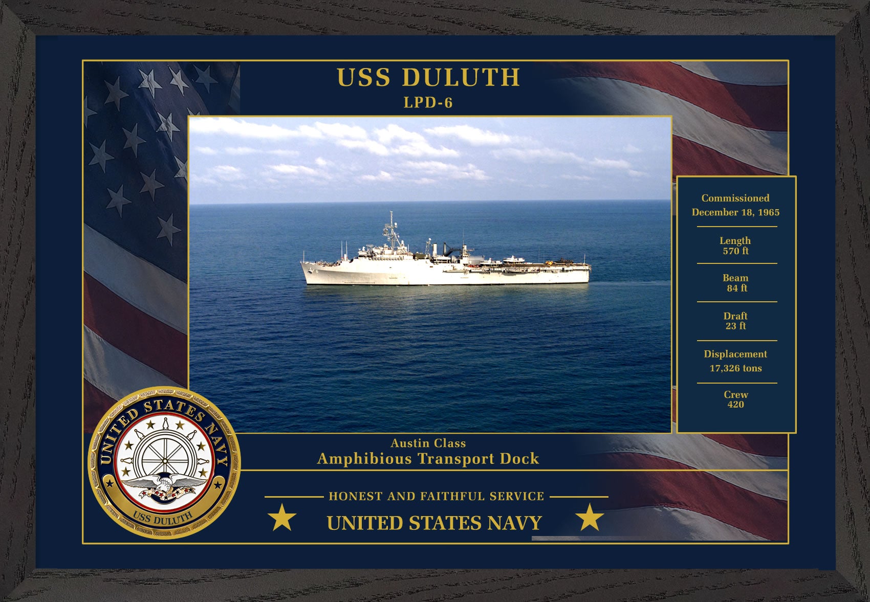 USS Duluth LPD-6 Framed Patriotic Photo
