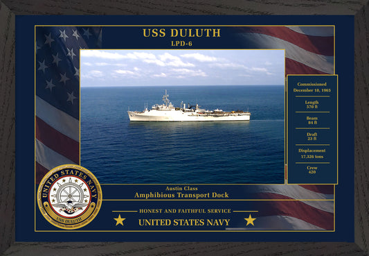 USS Duluth LPD-6 Framed Patriotic Photo