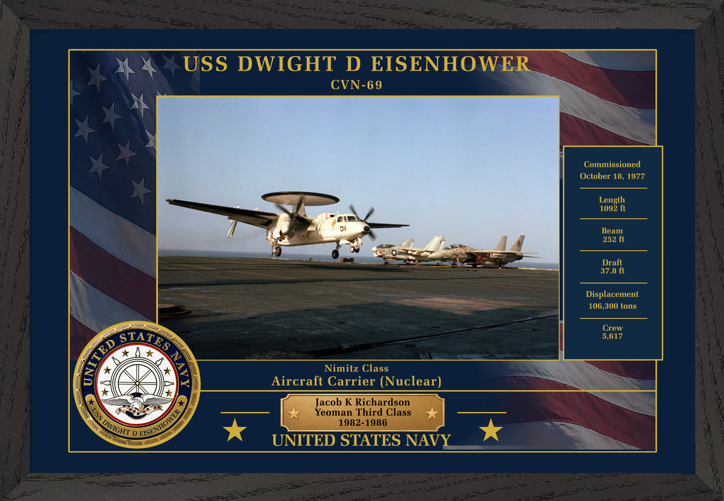 USS Dwight D Eisenhower CVN-69 Framed Patriotic Photo