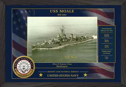 USS Moale DD-693 Framed Patriotic Photo