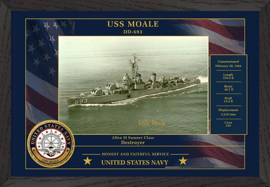 USS Moale DD-693 Framed Patriotic Photo
