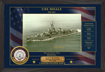 USS Moale DD-693 Framed Patriotic Photo