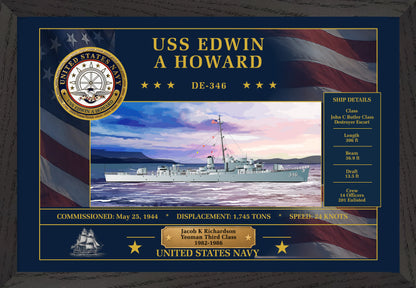 USS Edwin A Howard DE-346 Framed Patriotic Art