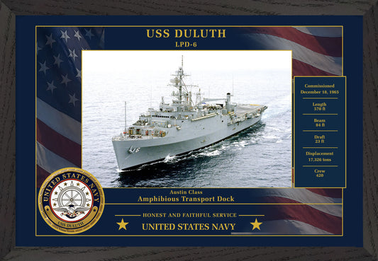 USS Duluth LPD-6 Framed Patriotic Photo
