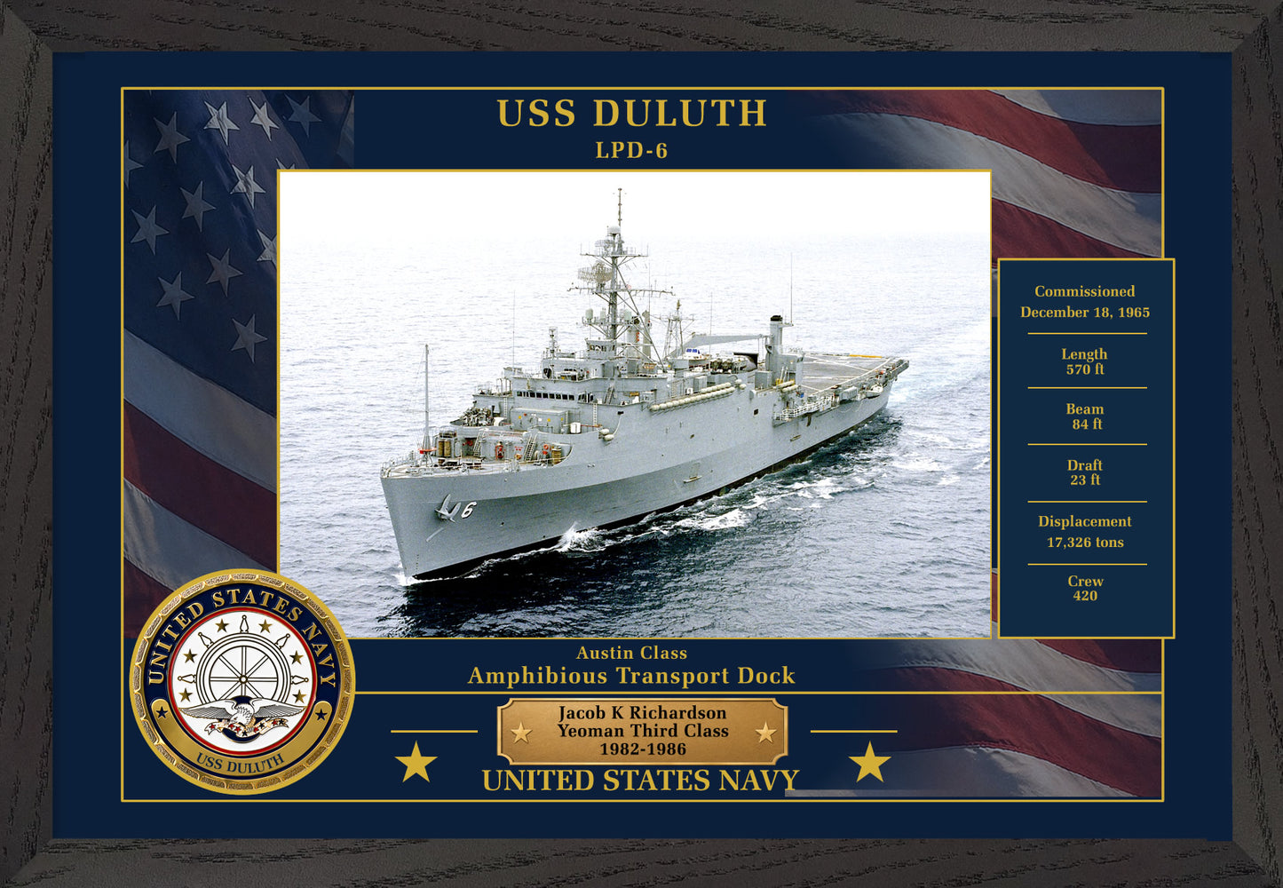 USS Duluth LPD-6 Framed Patriotic Photo
