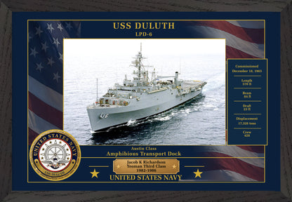 USS Duluth LPD-6 Framed Patriotic Photo