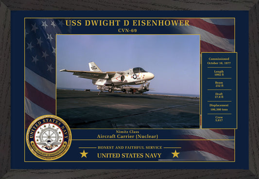 USS Dwight D Eisenhower CVN-69 Framed Patriotic Photo