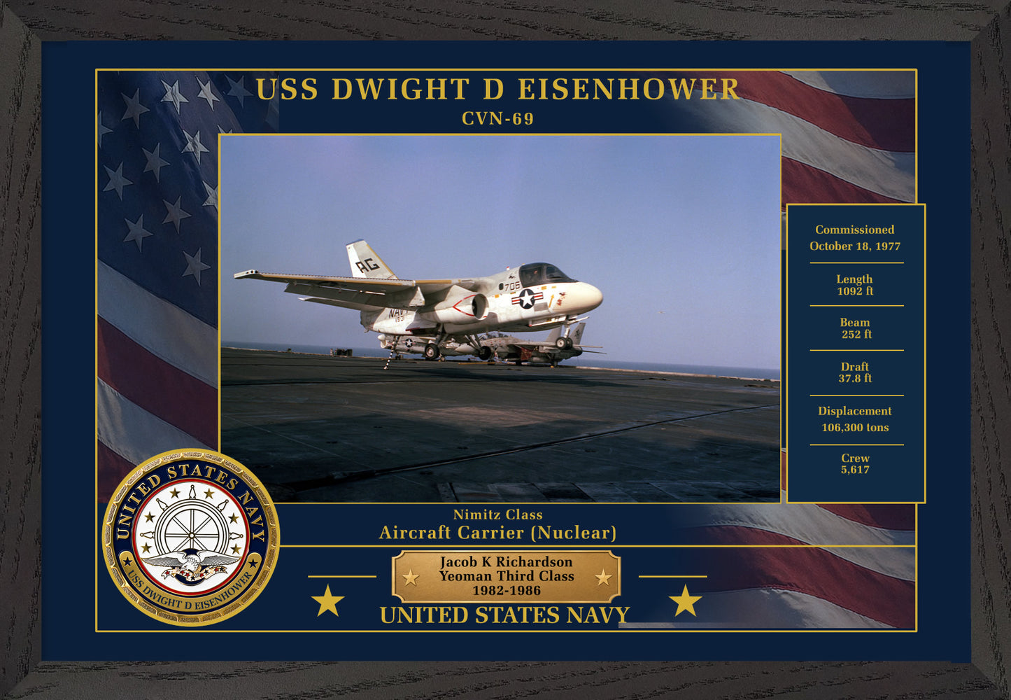 USS Dwight D Eisenhower CVN-69 Framed Patriotic Photo