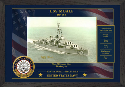 USS Moale DD-693 Framed Patriotic Photo