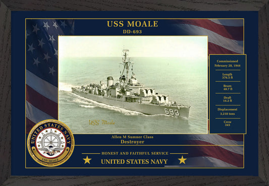 USS Moale DD-693 Framed Patriotic Photo