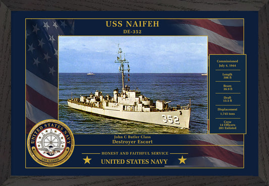 USS Naifeh DE-352 Framed Patriotic Photo