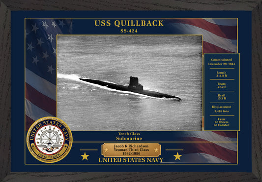 USS Quillback SS-424 Framed Patriotic Photo