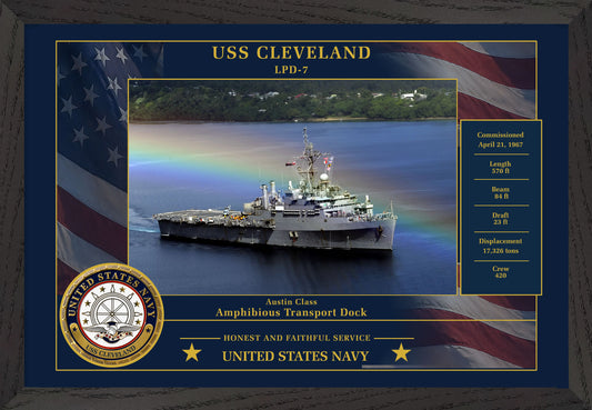 USS Cleveland LPD-7 Framed Patriotic Photo