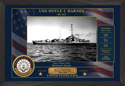 USS Doyle C Barnes DE-353 Framed Patriotic Photo