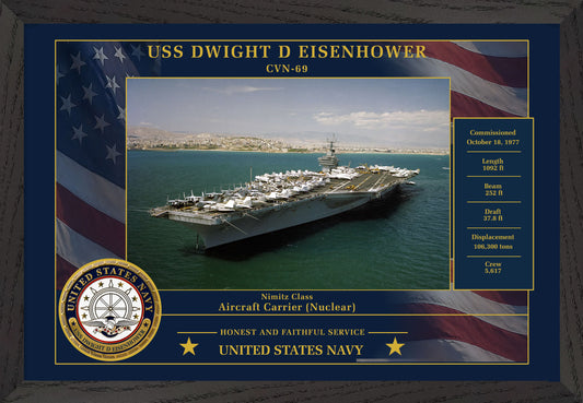 USS Dwight D Eisenhower CVN-69 Framed Patriotic Photo