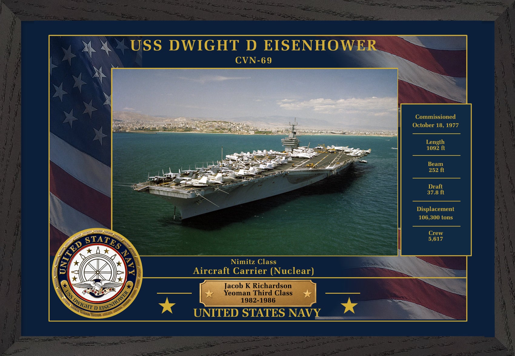 USS Dwight D Eisenhower CVN-69 Framed Patriotic Photo