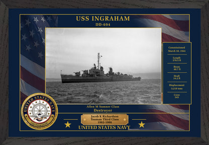 USS Ingraham DD-694 Framed Patriotic Photo