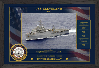USS Cleveland LPD-7 Framed Patriotic Photo