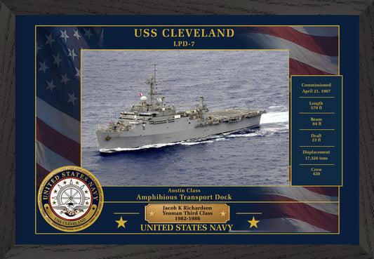 USS Cleveland LPD-7 Framed Patriotic Photo
