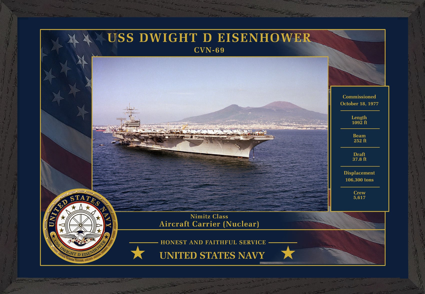 USS Dwight D Eisenhower CVN-69 Framed Patriotic Photo